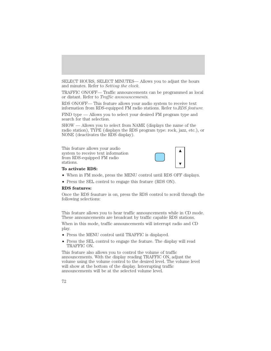 Controls and features | FORD 2000 Windstar User Manual | Page 72 / 280