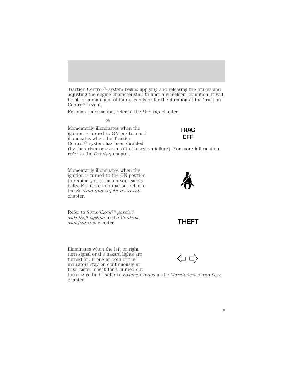 Theft, Instrumentation | FORD 2000 Windstar User Manual | Page 9 / 280