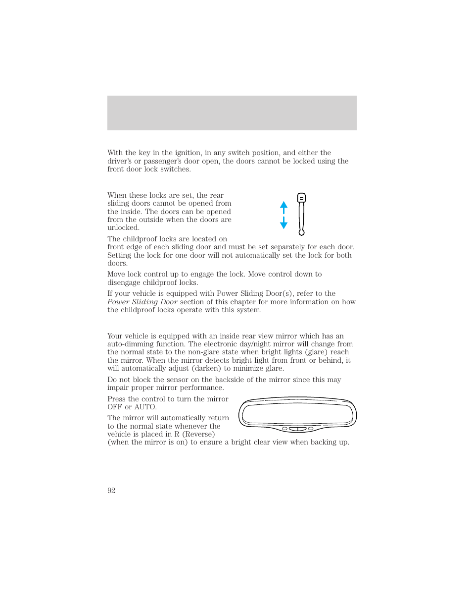 Controls and features | FORD 2000 Windstar User Manual | Page 92 / 280
