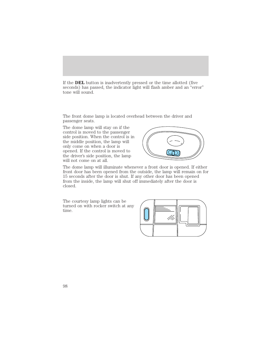 Controls and features | FORD 2000 Windstar User Manual | Page 98 / 280