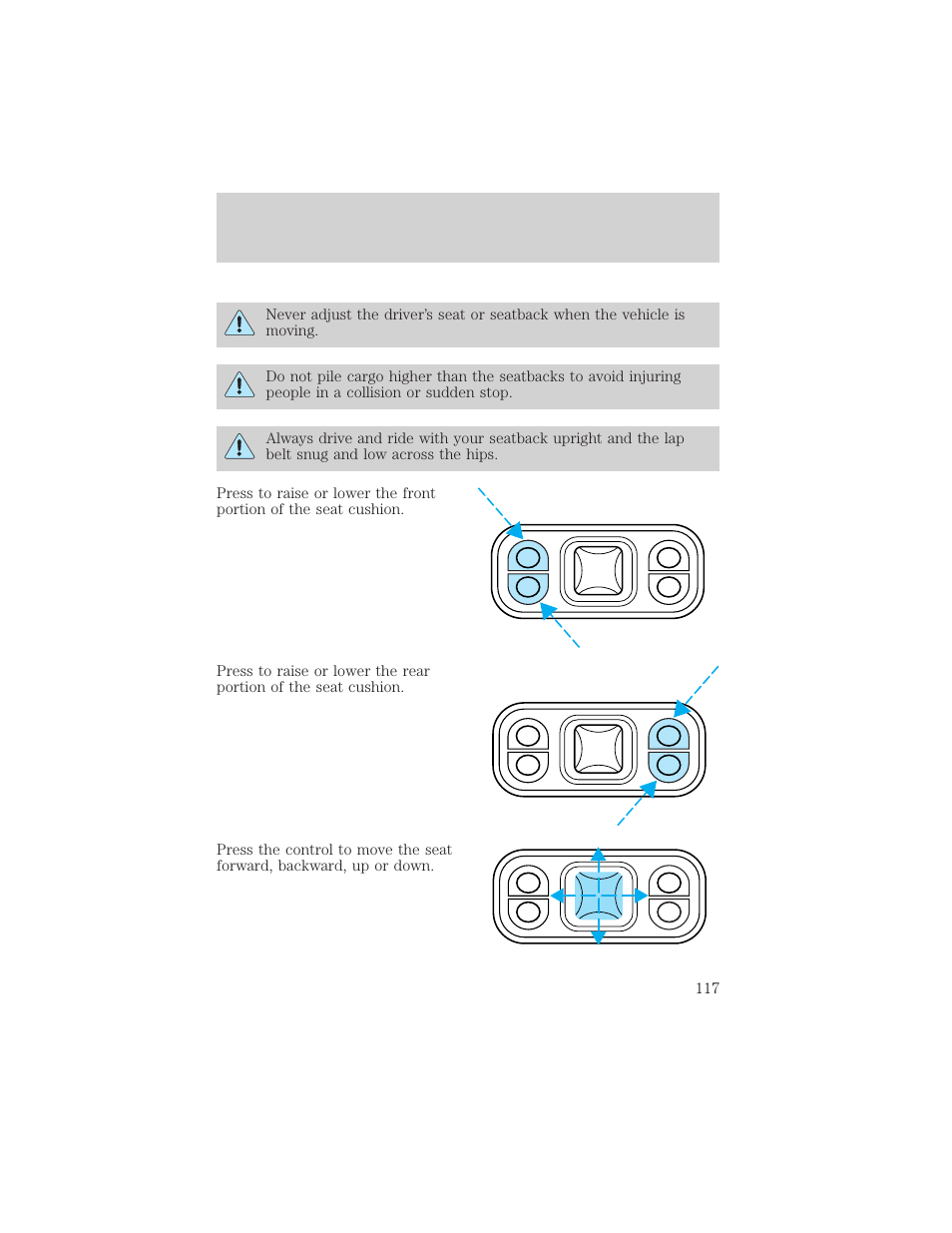 Seating and safety restraints | FORD 1999 Explorer User Manual | Page 117 / 264