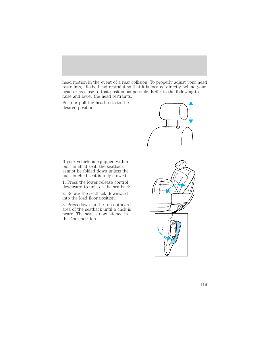 Seating and safety restraints | FORD 1999 Explorer User Manual | Page 119 / 264