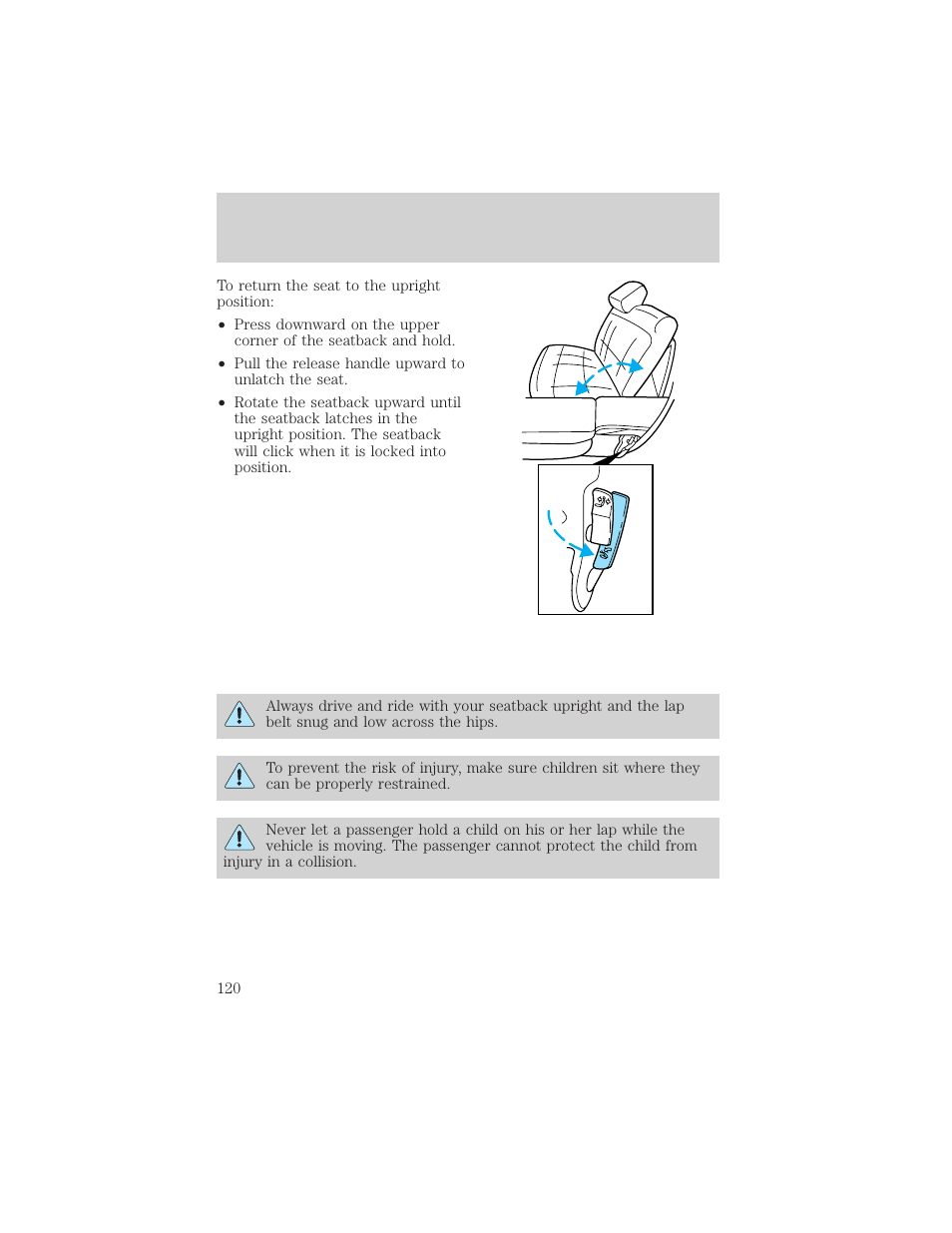 Seating and safety restraints | FORD 1999 Explorer User Manual | Page 120 / 264