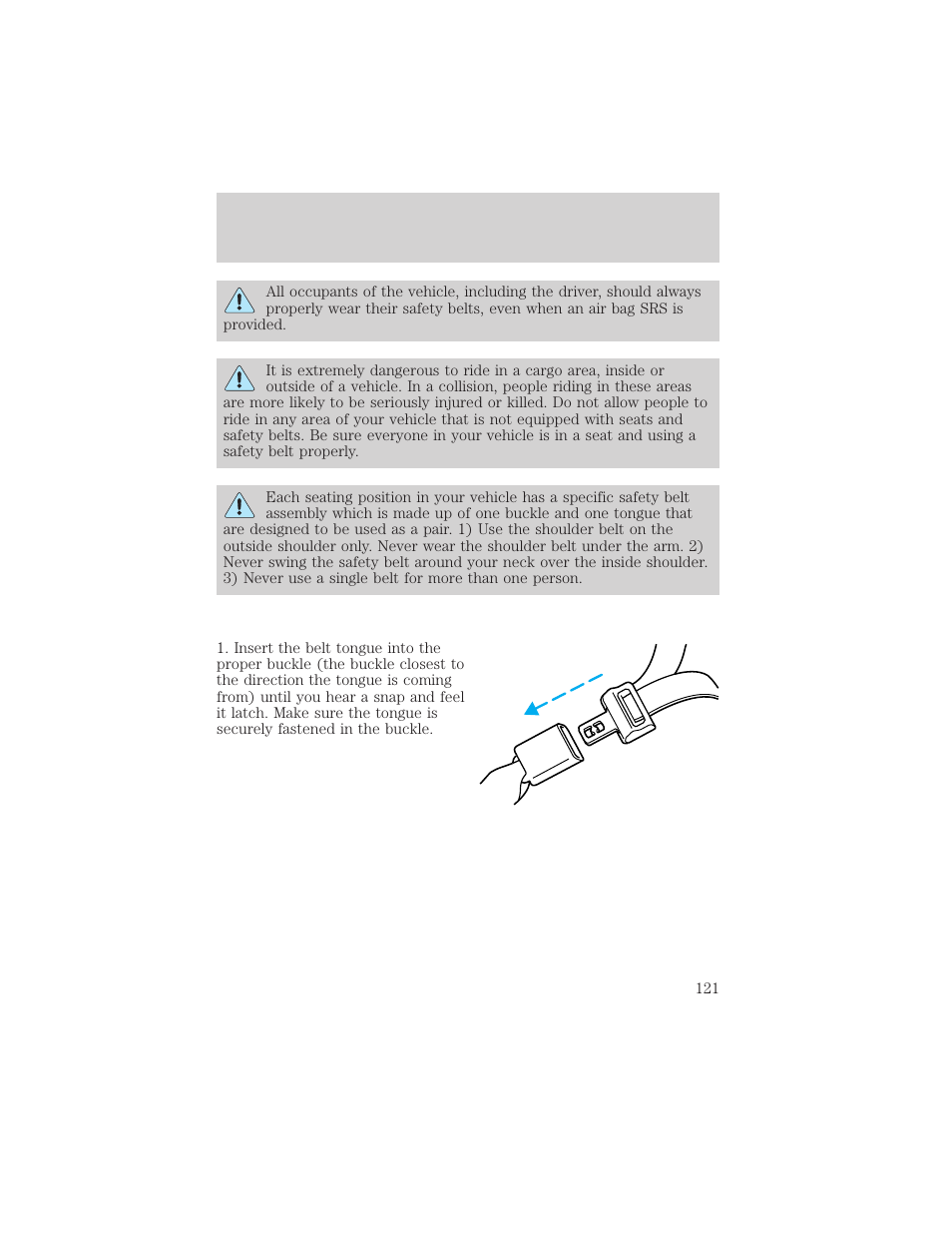 Seating and safety restraints | FORD 1999 Explorer User Manual | Page 121 / 264