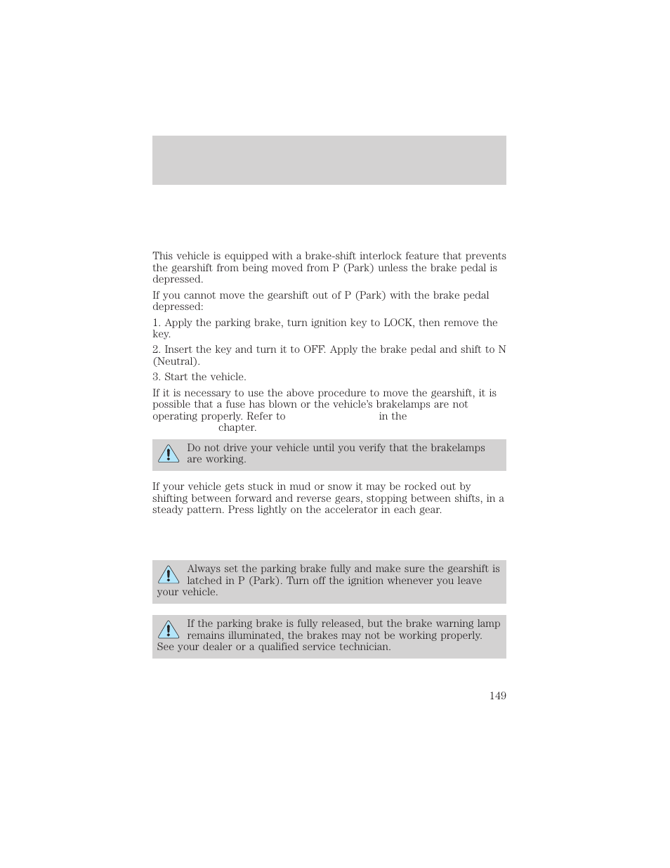 Driving | FORD 1999 Explorer User Manual | Page 149 / 264