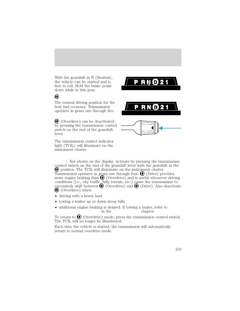 O/d off, Driving | FORD 1999 Explorer User Manual | Page 153 / 264