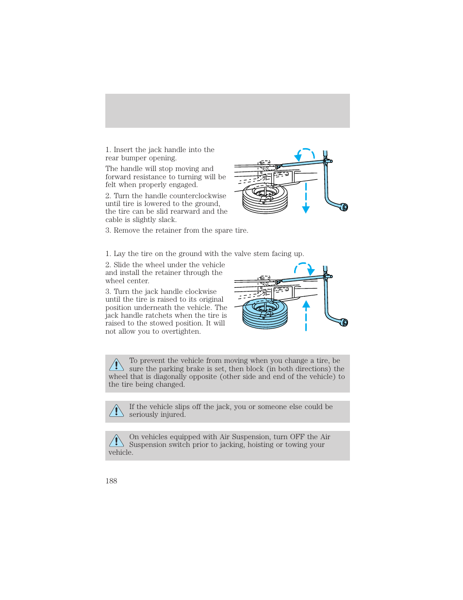 Roadside emergencies | FORD 1999 Explorer User Manual | Page 188 / 264