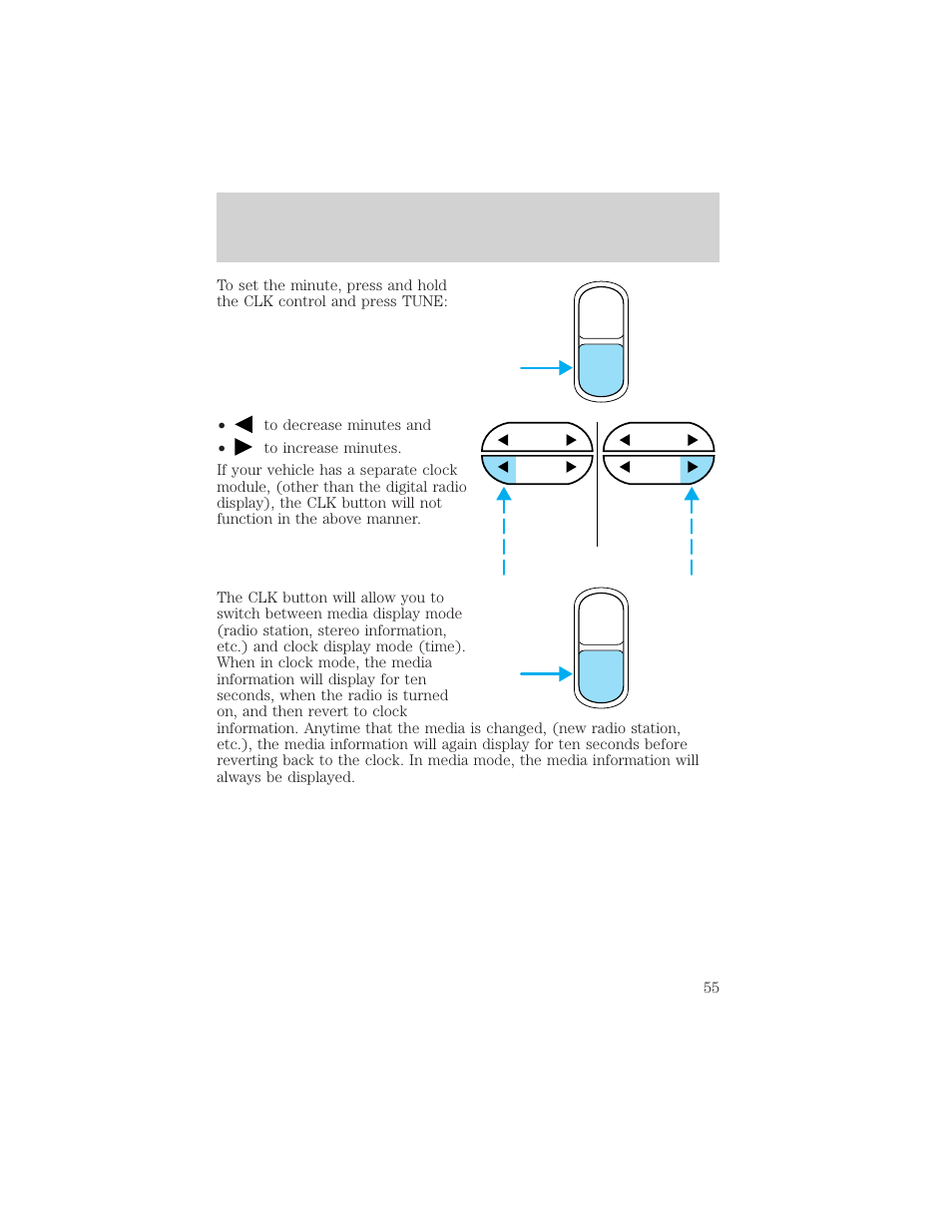 Auto clk, Auto clk controls and features | FORD 1999 Explorer User Manual | Page 55 / 264