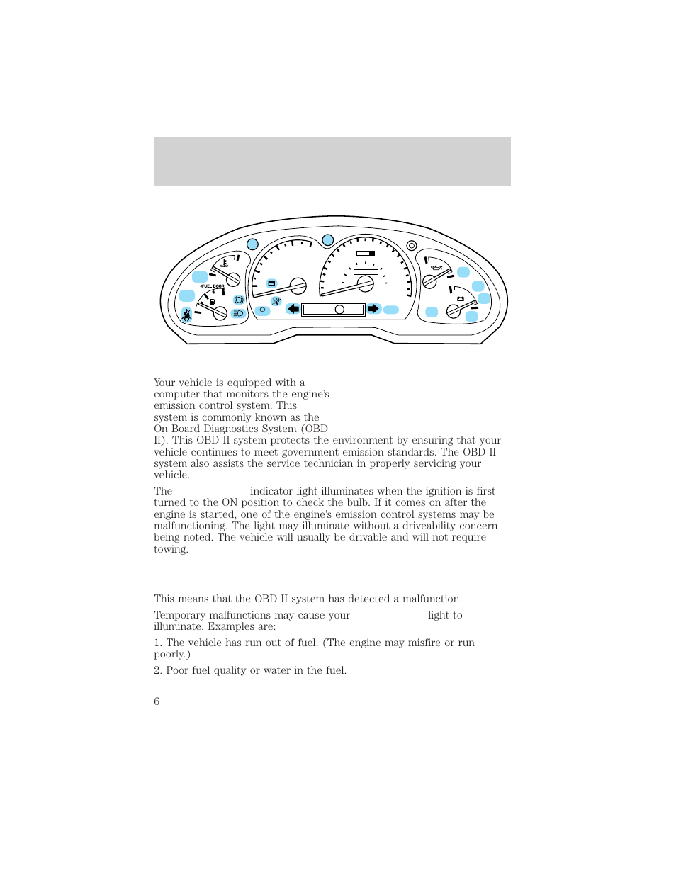 Check engine, Instrumentation | FORD 1999 Explorer User Manual | Page 6 / 264