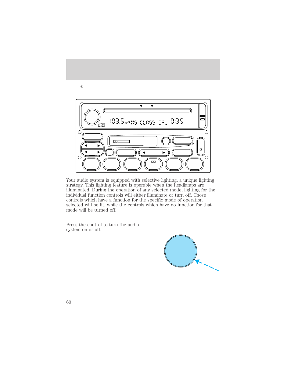 Controls and features, Vol - push on | FORD 1999 Explorer User Manual | Page 60 / 264