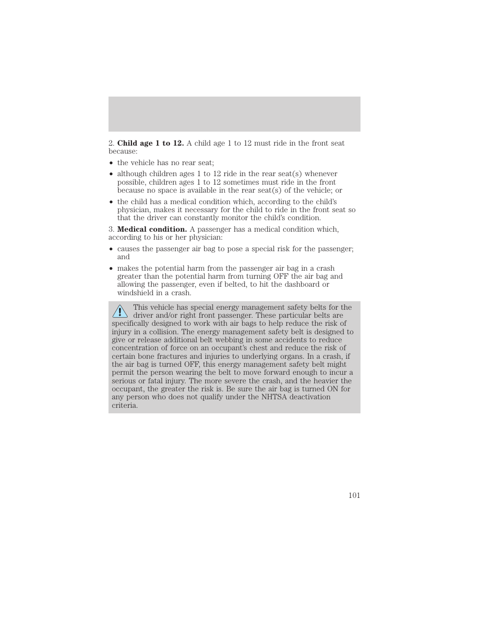 Seating and safety restraints | FORD 1999 F-550 v.1 User Manual | Page 101 / 240