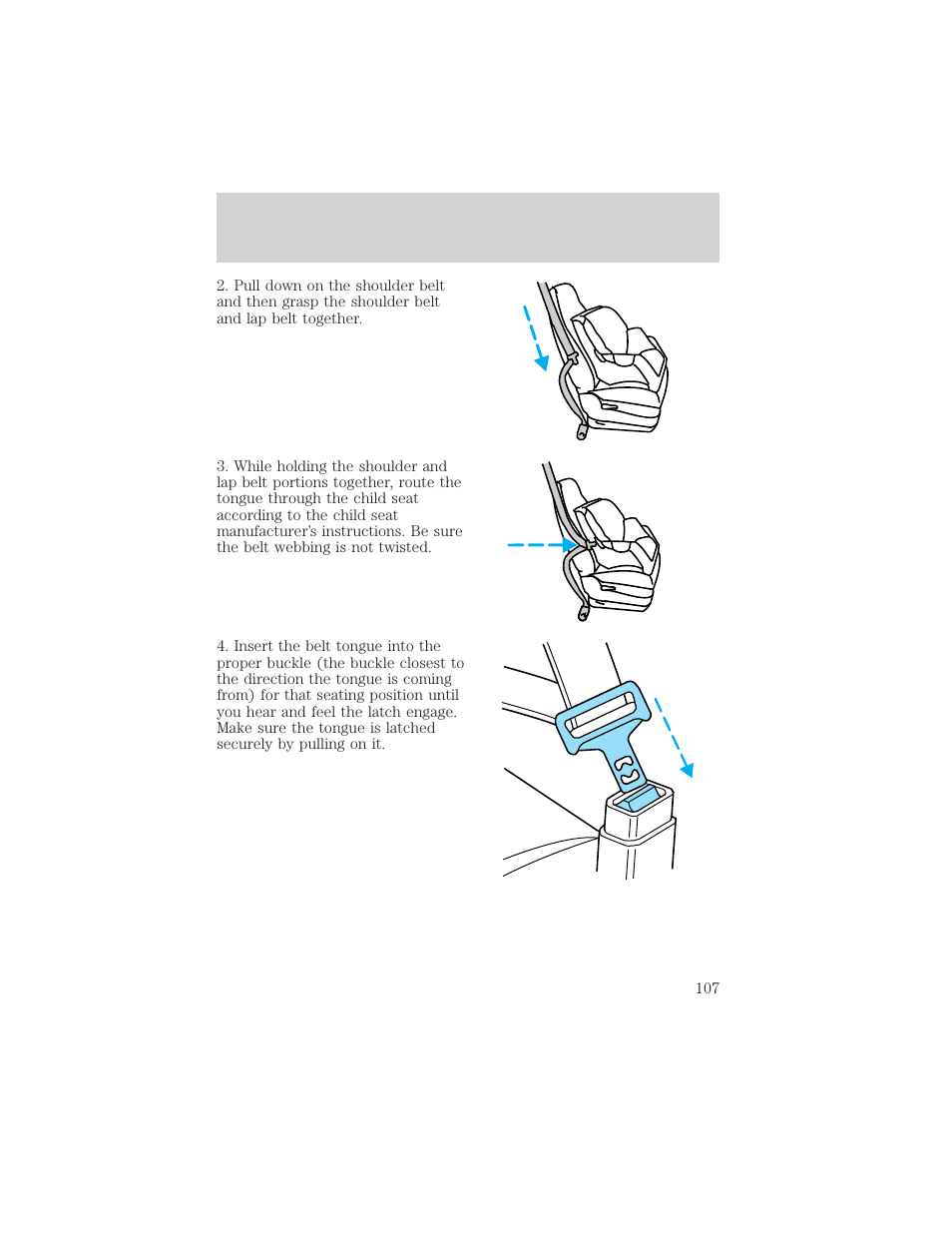 Seating and safety restraints | FORD 1999 F-550 v.1 User Manual | Page 107 / 240