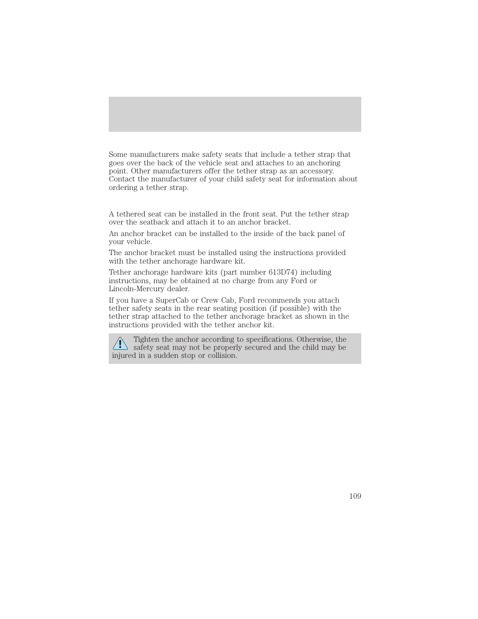 Seating and safety restraints | FORD 1999 F-550 v.1 User Manual | Page 109 / 240