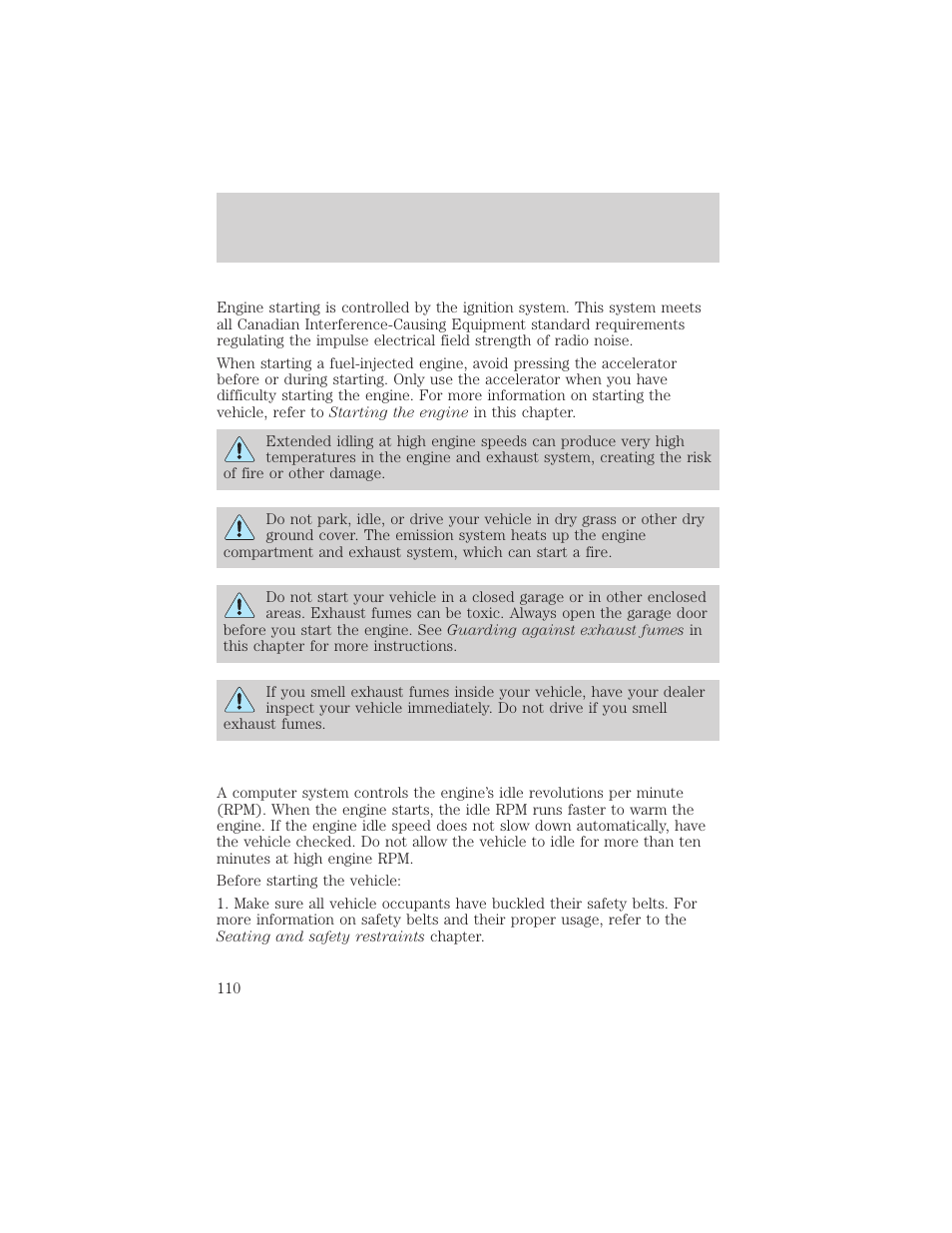 Starting | FORD 1999 F-550 v.1 User Manual | Page 110 / 240