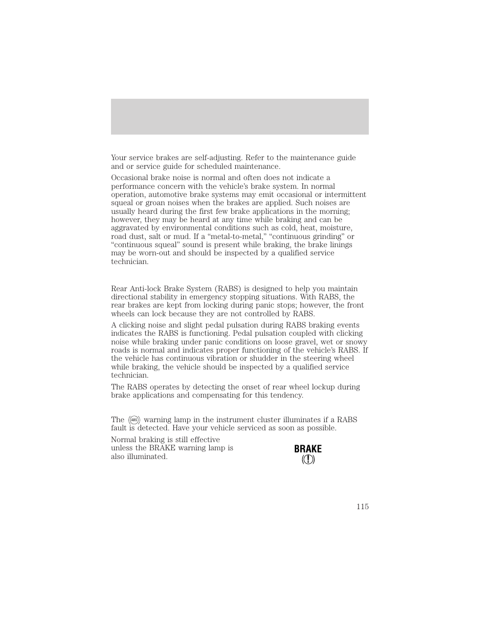 Driving, Brake | FORD 1999 F-550 v.1 User Manual | Page 115 / 240