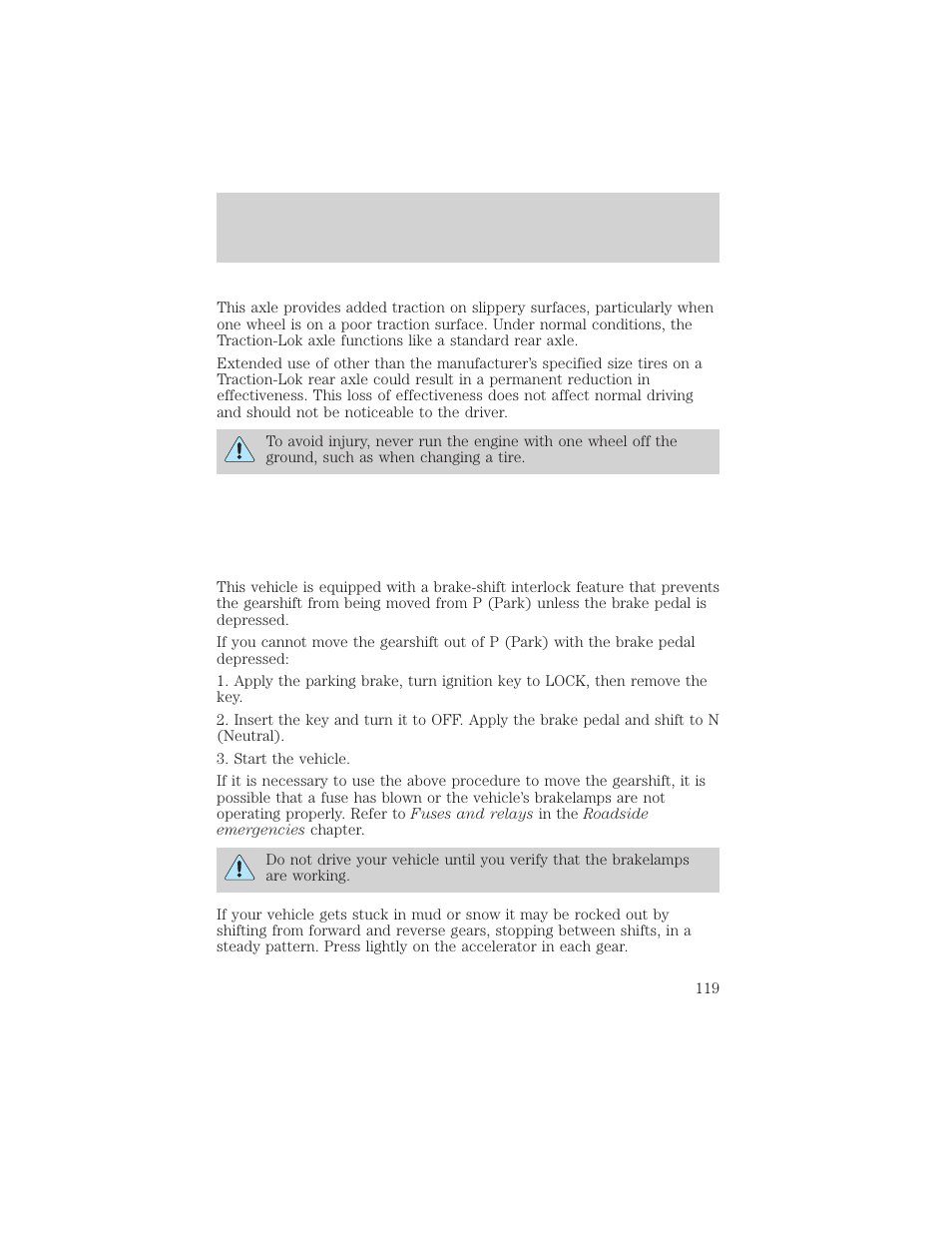 Driving | FORD 1999 F-550 v.1 User Manual | Page 119 / 240