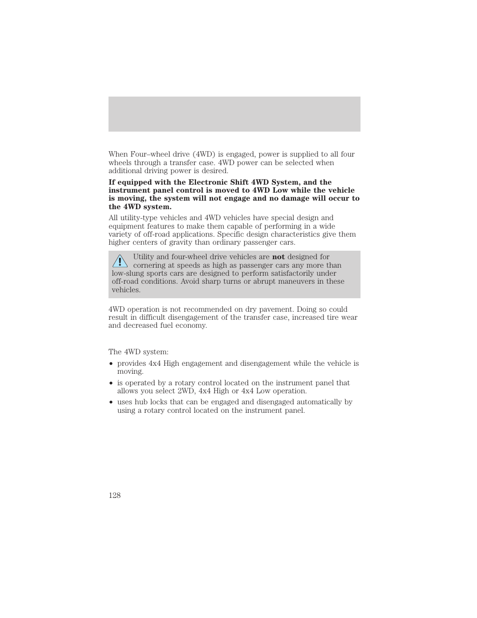 Driving | FORD 1999 F-550 v.1 User Manual | Page 128 / 240