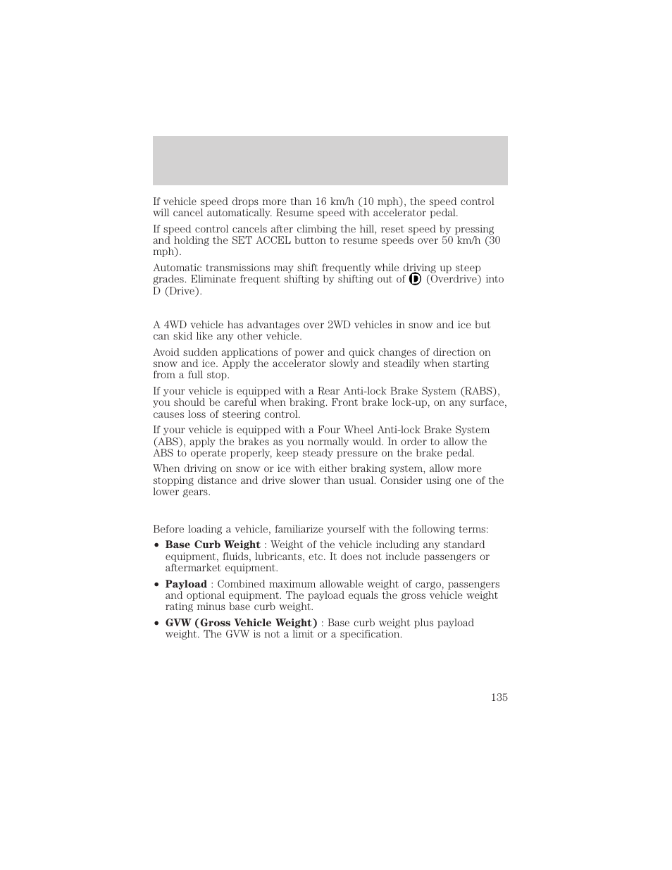 Driving | FORD 1999 F-550 v.1 User Manual | Page 135 / 240