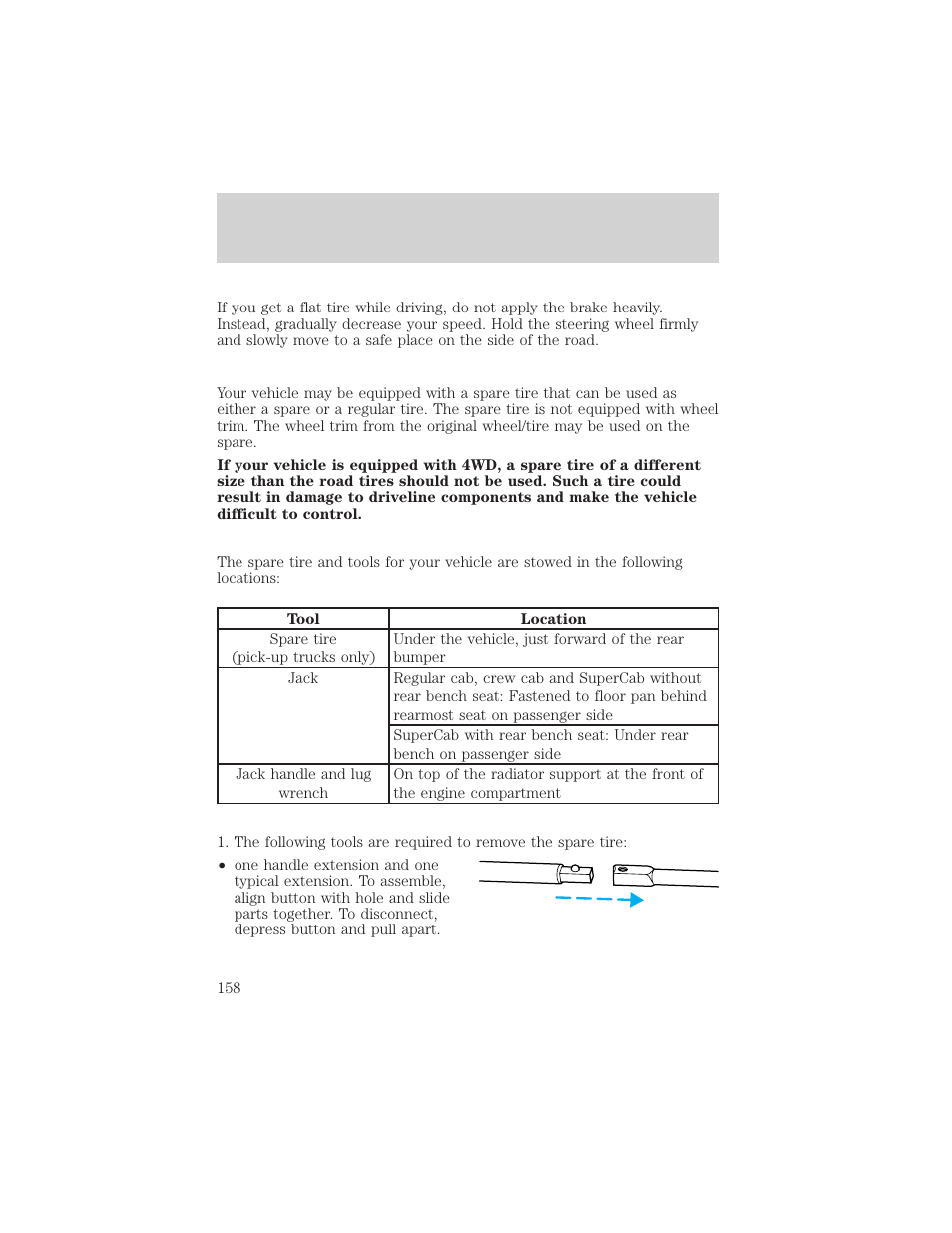 Roadside emergencies | FORD 1999 F-550 v.1 User Manual | Page 158 / 240
