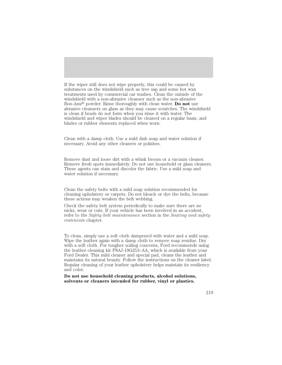 Maintenance and care | FORD 1999 F-550 v.1 User Manual | Page 219 / 240