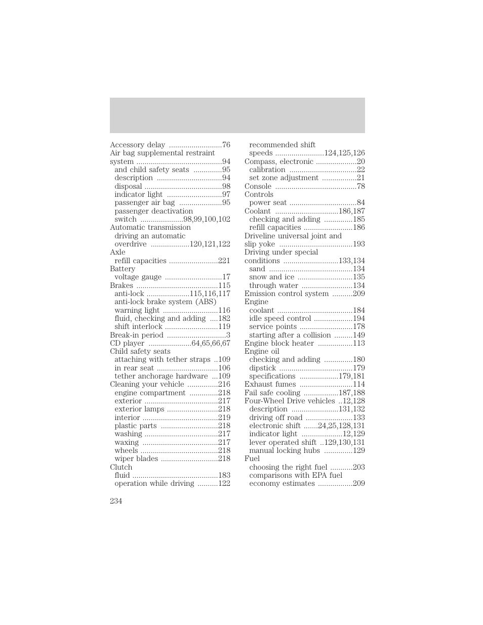 Index | FORD 1999 F-550 v.1 User Manual | Page 234 / 240