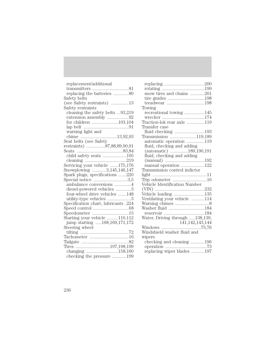 Index | FORD 1999 F-550 v.1 User Manual | Page 236 / 240