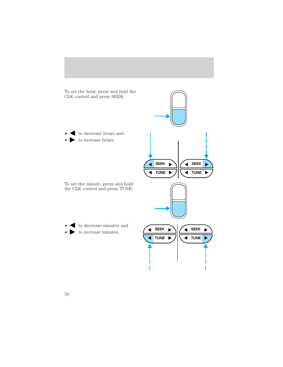 Auto clk, Controls and features | FORD 1999 F-550 v.1 User Manual | Page 50 / 240