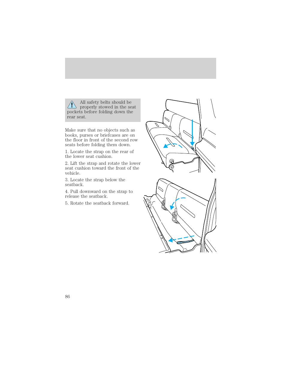 Seating and safety restraints | FORD 1999 F-550 v.1 User Manual | Page 86 / 240