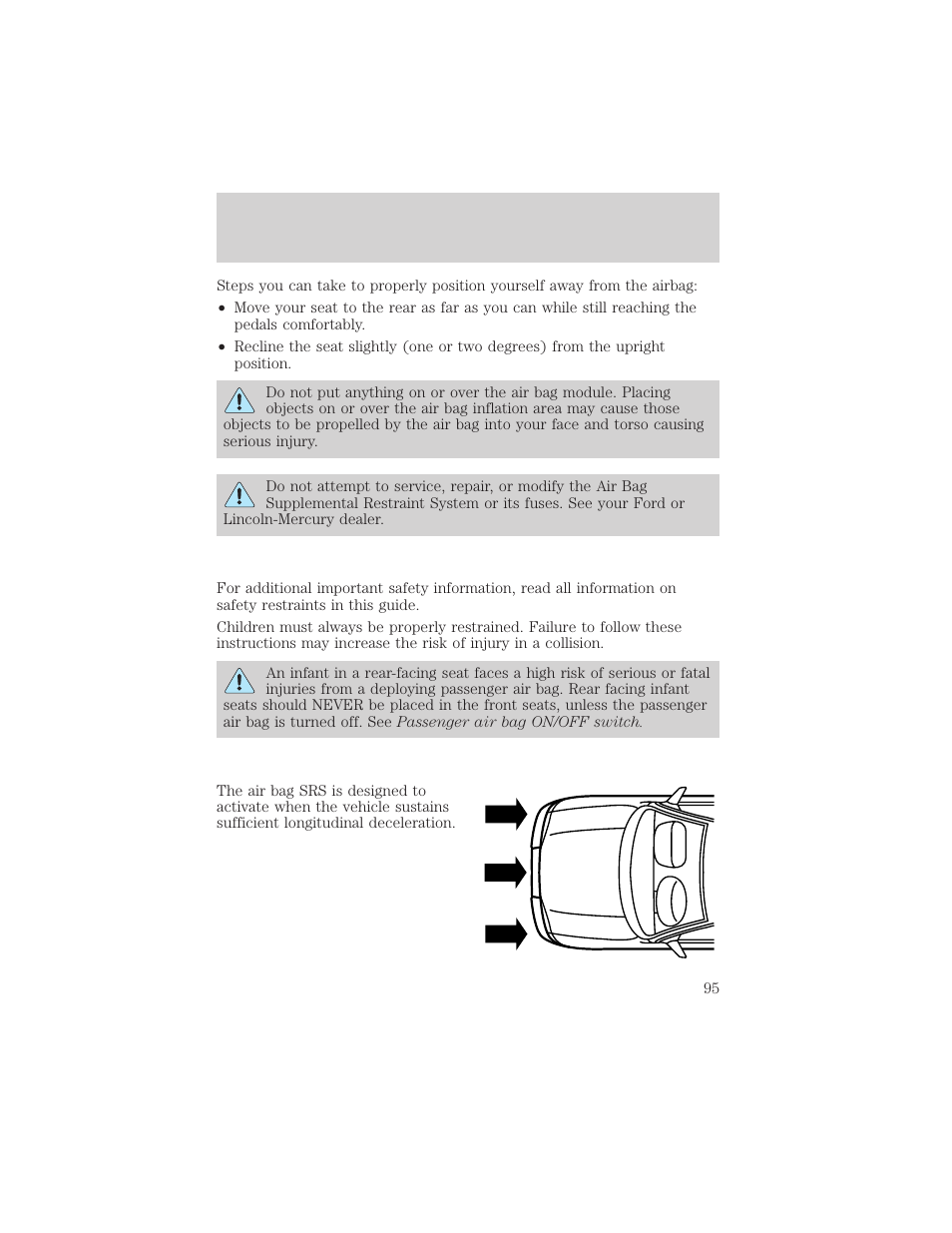 Seating and safety restraints | FORD 1999 F-550 v.1 User Manual | Page 95 / 240