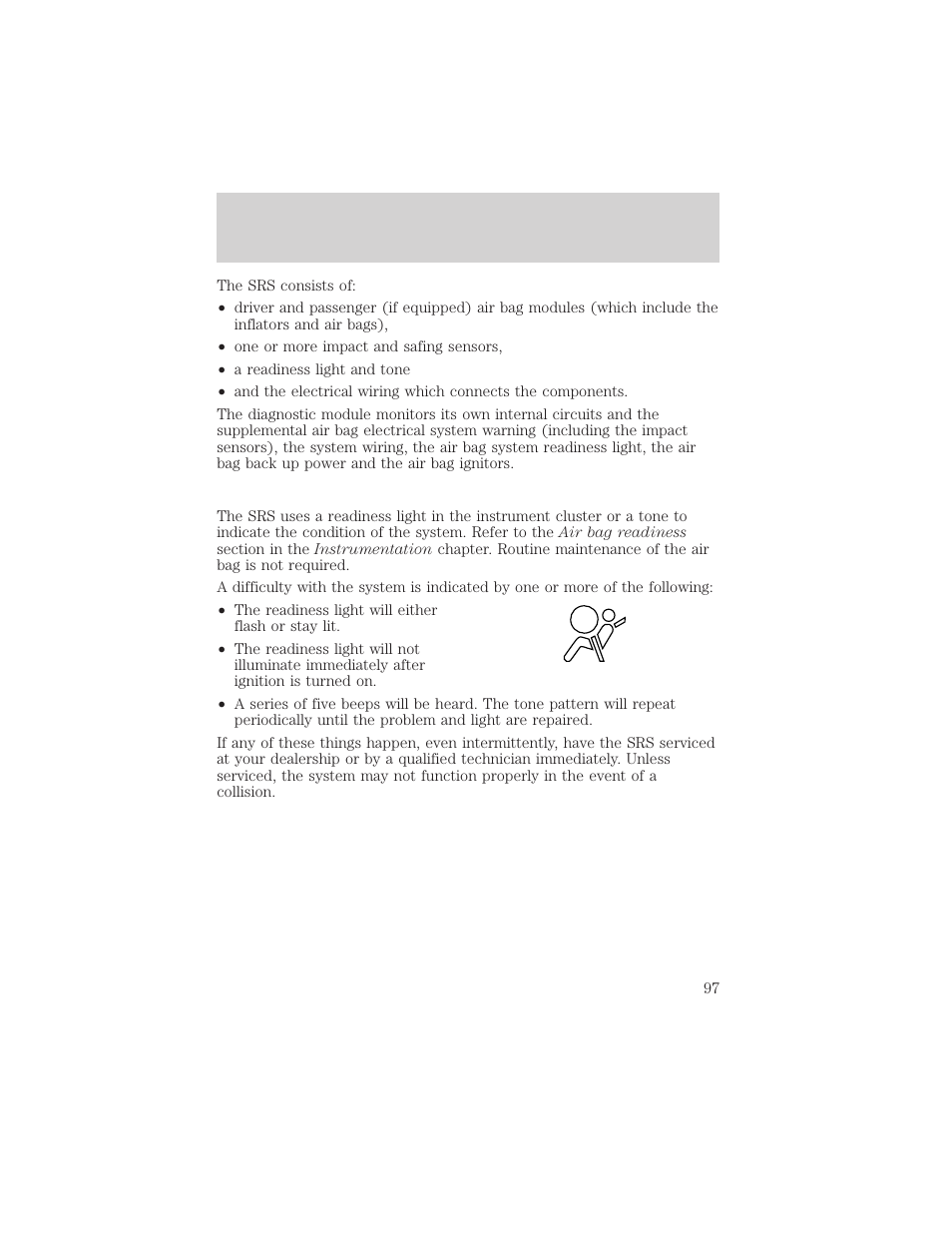 Seating and safety restraints | FORD 1999 F-550 v.1 User Manual | Page 97 / 240