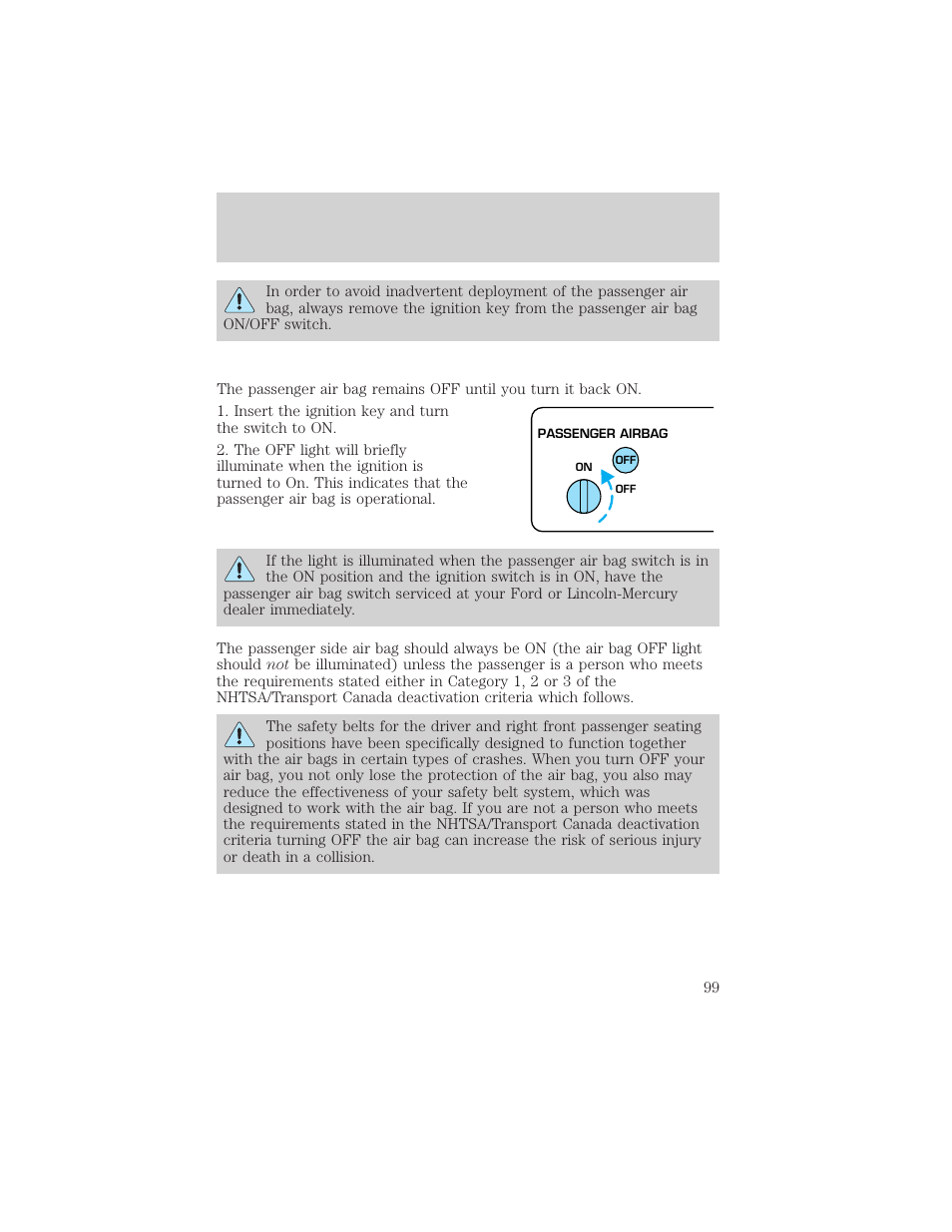 Seating and safety restraints | FORD 1999 F-550 v.1 User Manual | Page 99 / 240