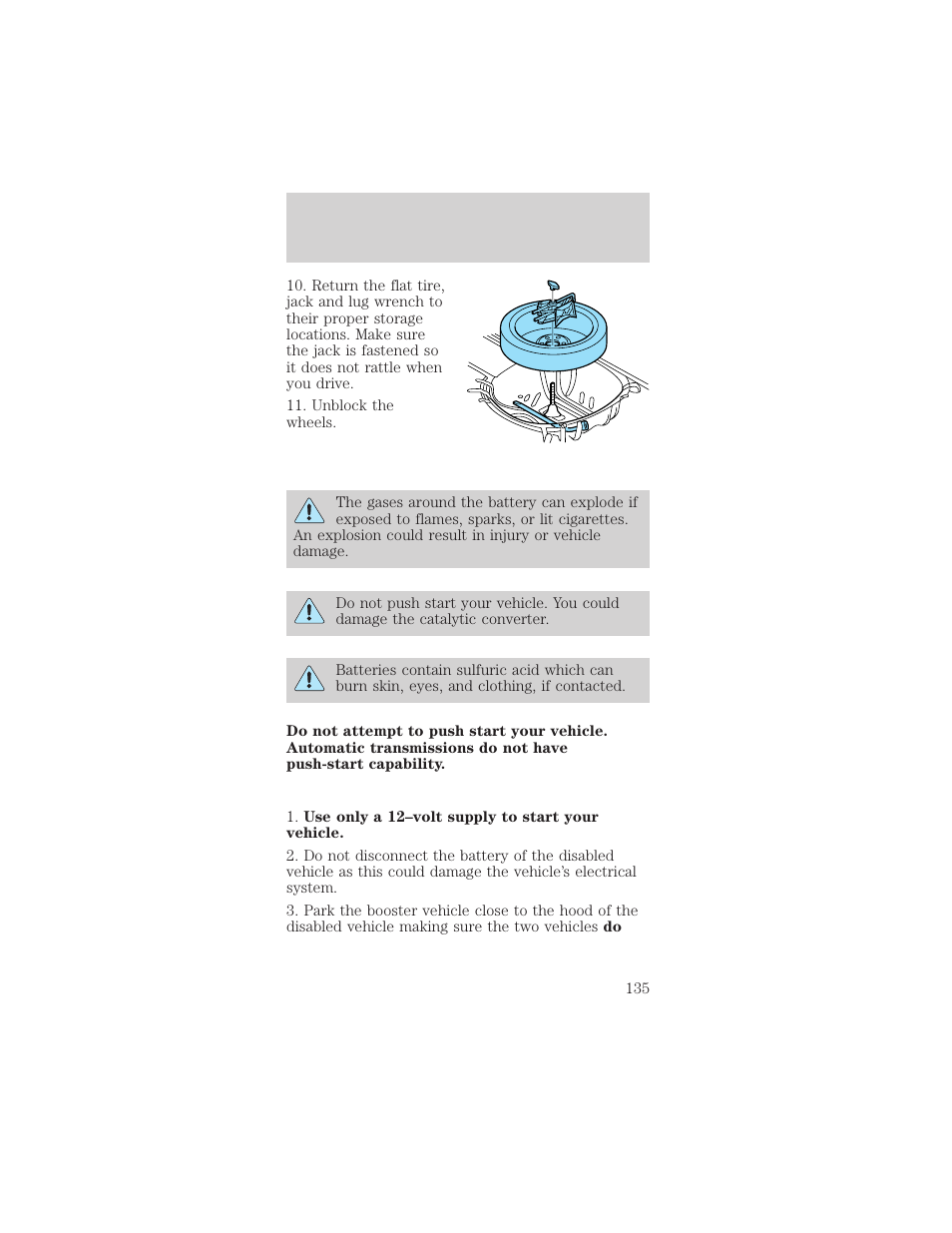 Roadside emergencies | FORD 1999 Taurus User Manual | Page 135 / 224