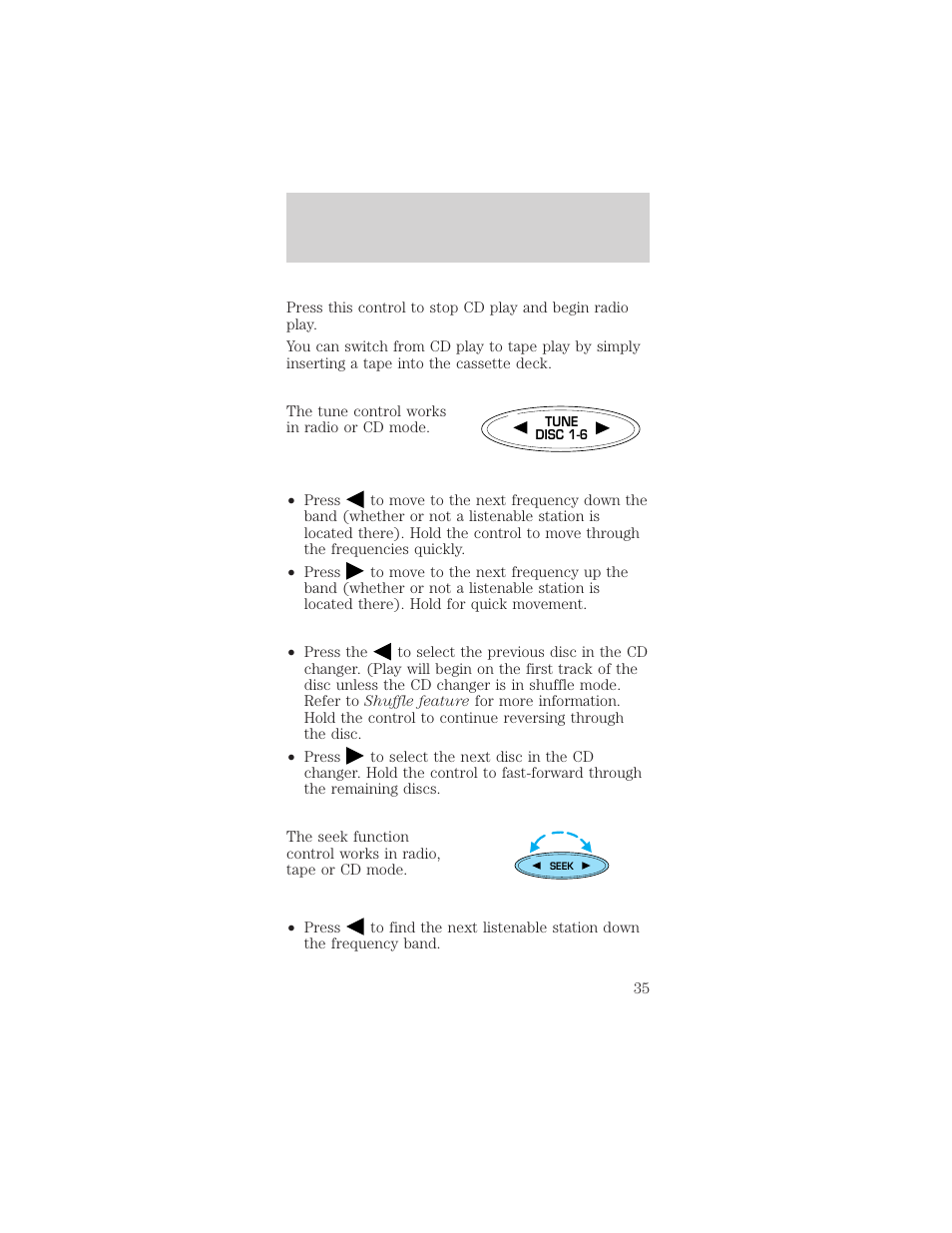Controls and features | FORD 1999 Taurus User Manual | Page 35 / 224