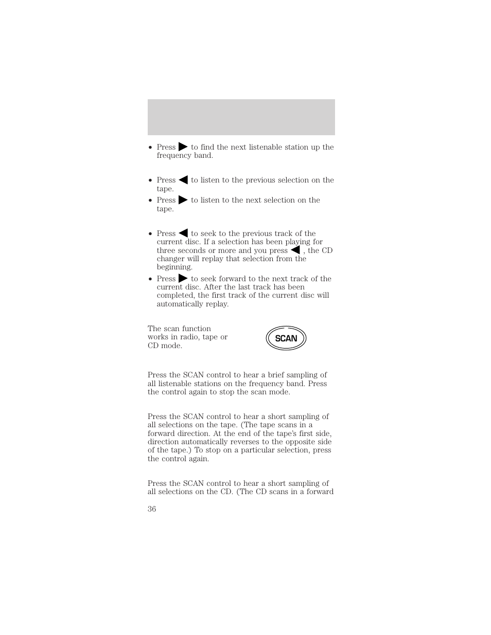 Controls and features | FORD 1999 Taurus User Manual | Page 36 / 224