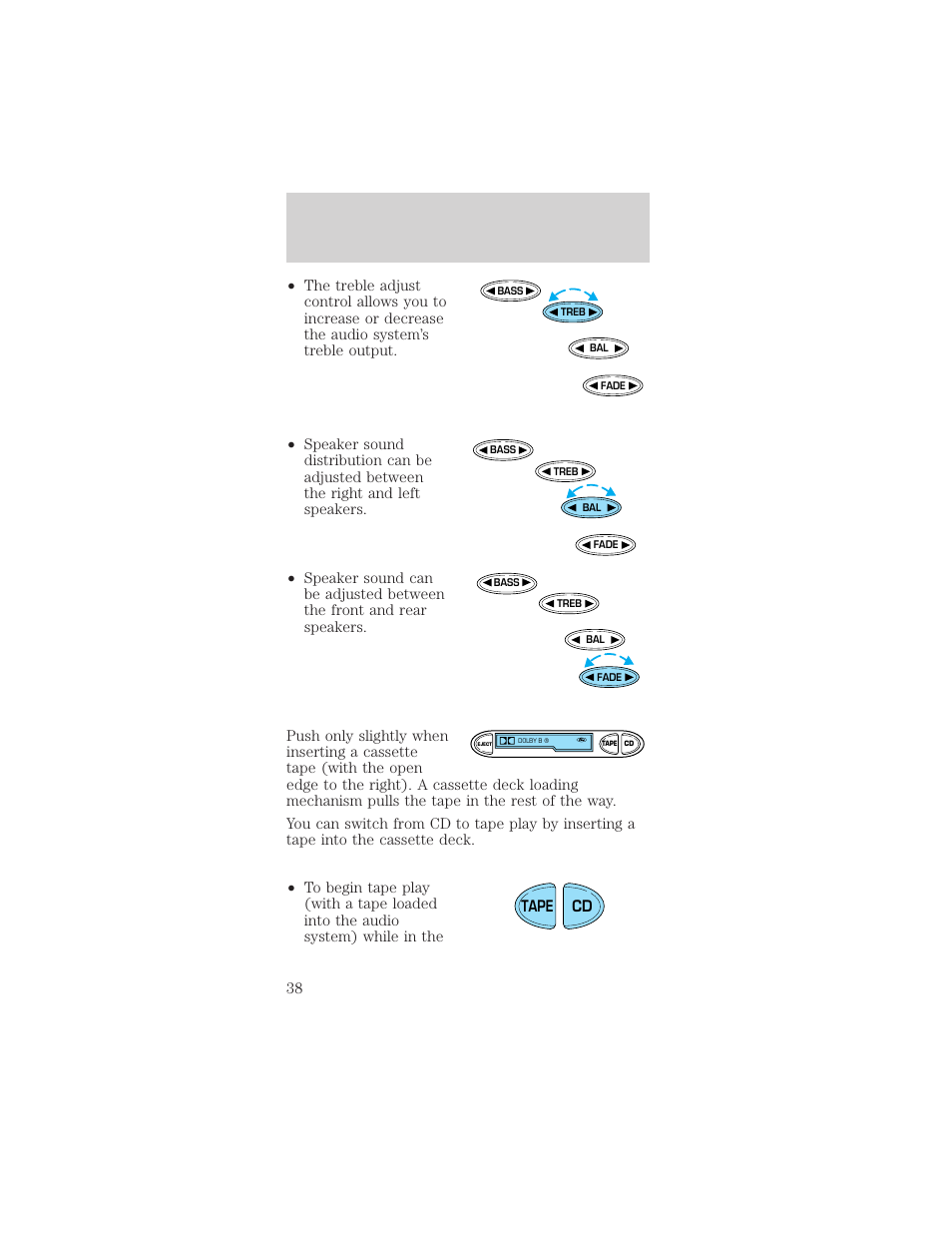 Controls and features | FORD 1999 Taurus User Manual | Page 38 / 224