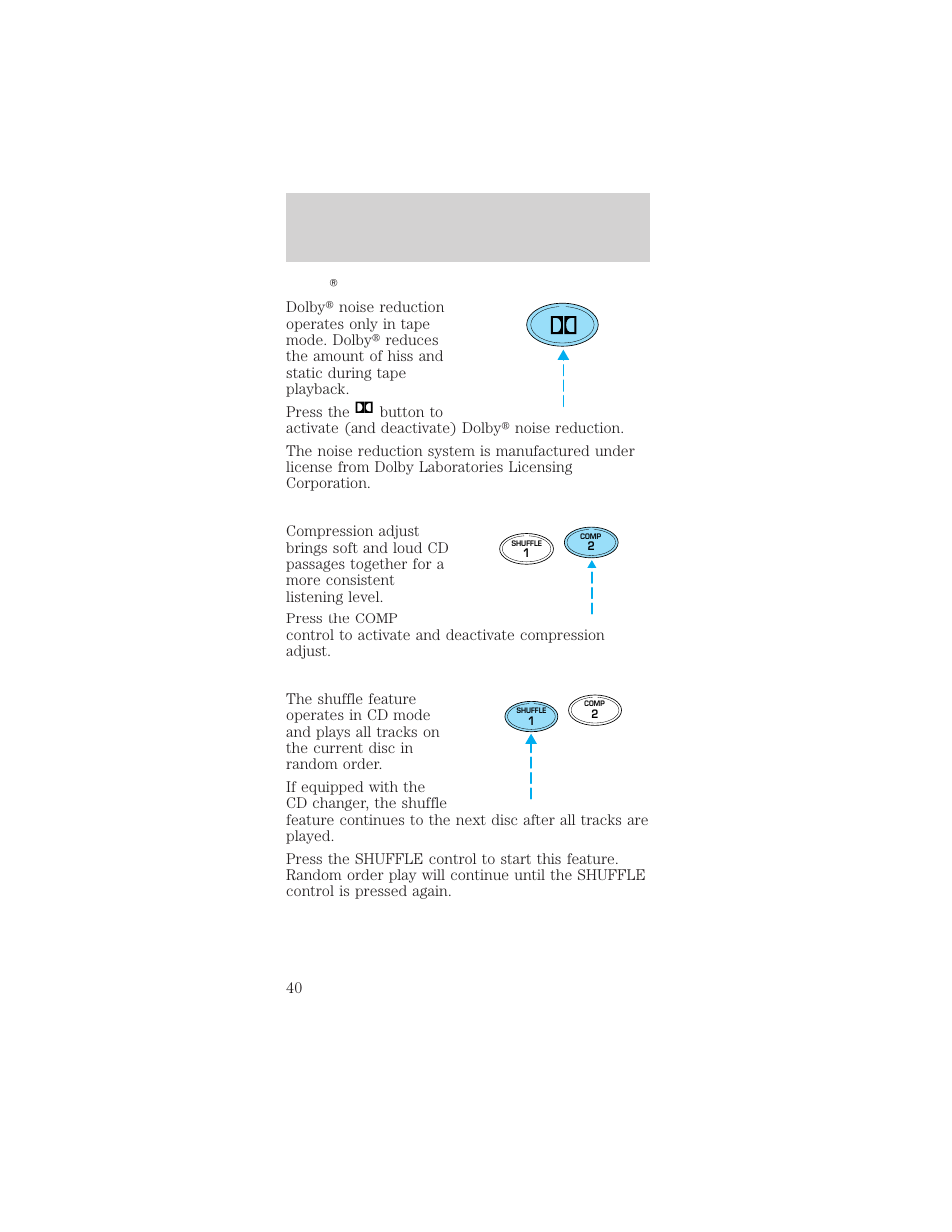 Controls and features | FORD 1999 Taurus User Manual | Page 40 / 224