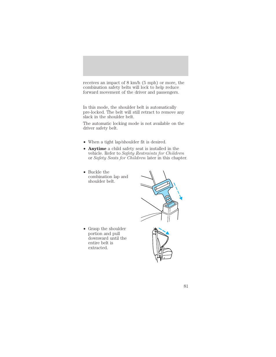 Seating and safety restraints | FORD 1999 Taurus User Manual | Page 81 / 224