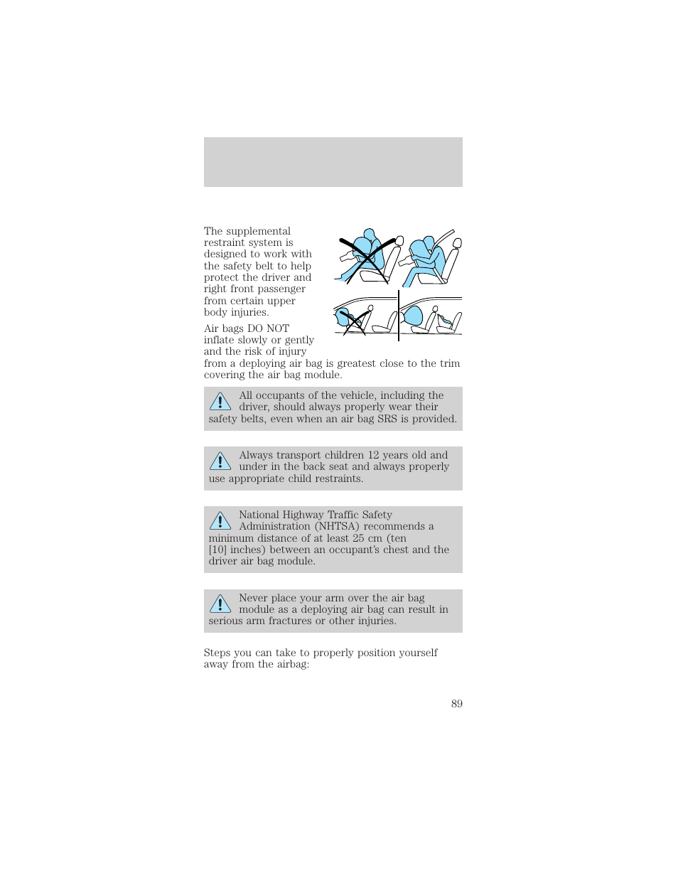 Seating and safety restraints | FORD 1999 Taurus User Manual | Page 89 / 224