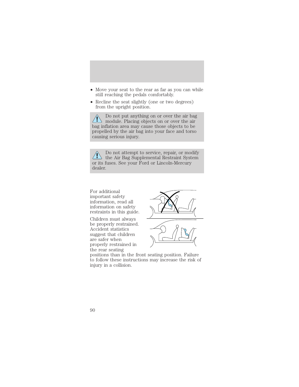 Seating and safety restraints | FORD 1999 Taurus User Manual | Page 90 / 224