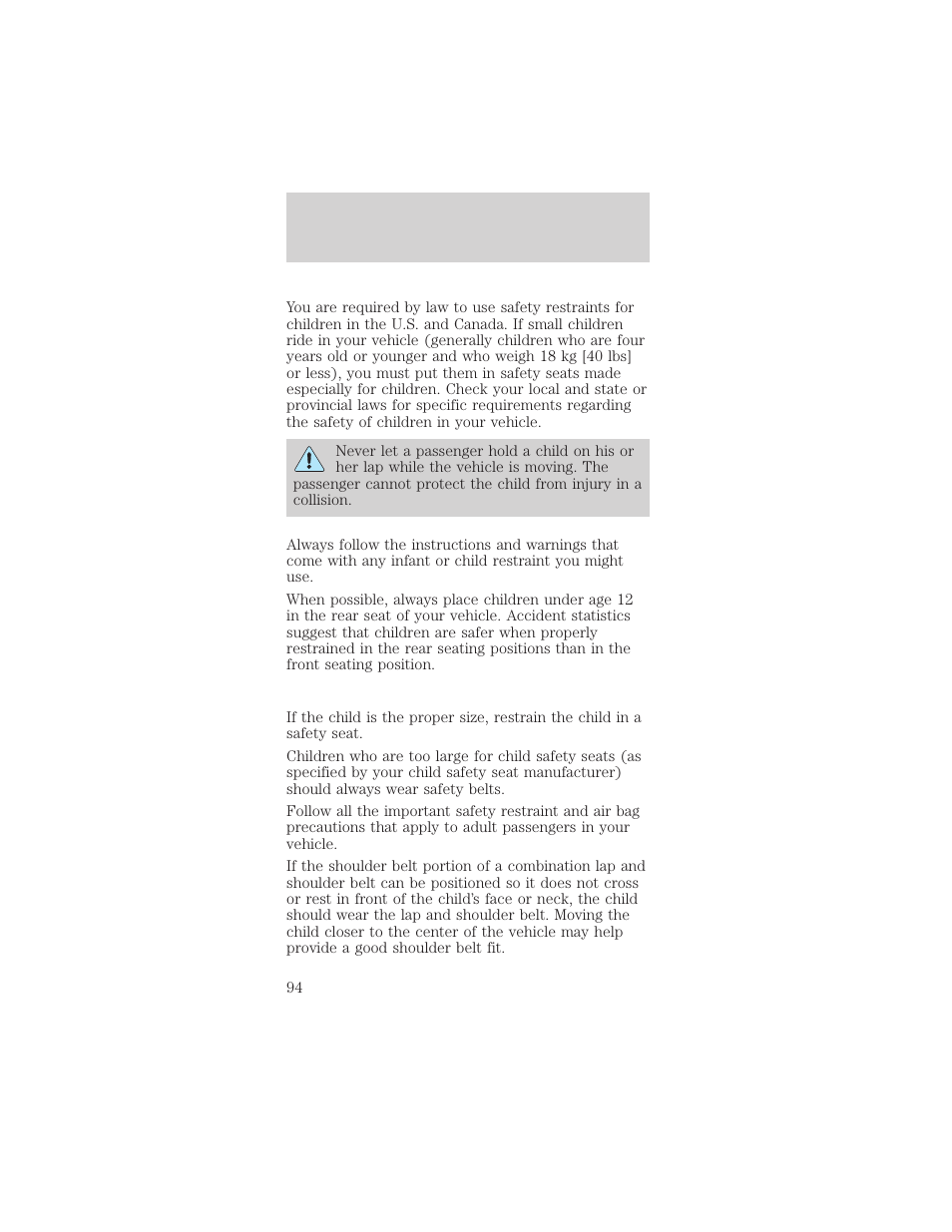 Seating and safety restraints | FORD 1999 Taurus User Manual | Page 94 / 224
