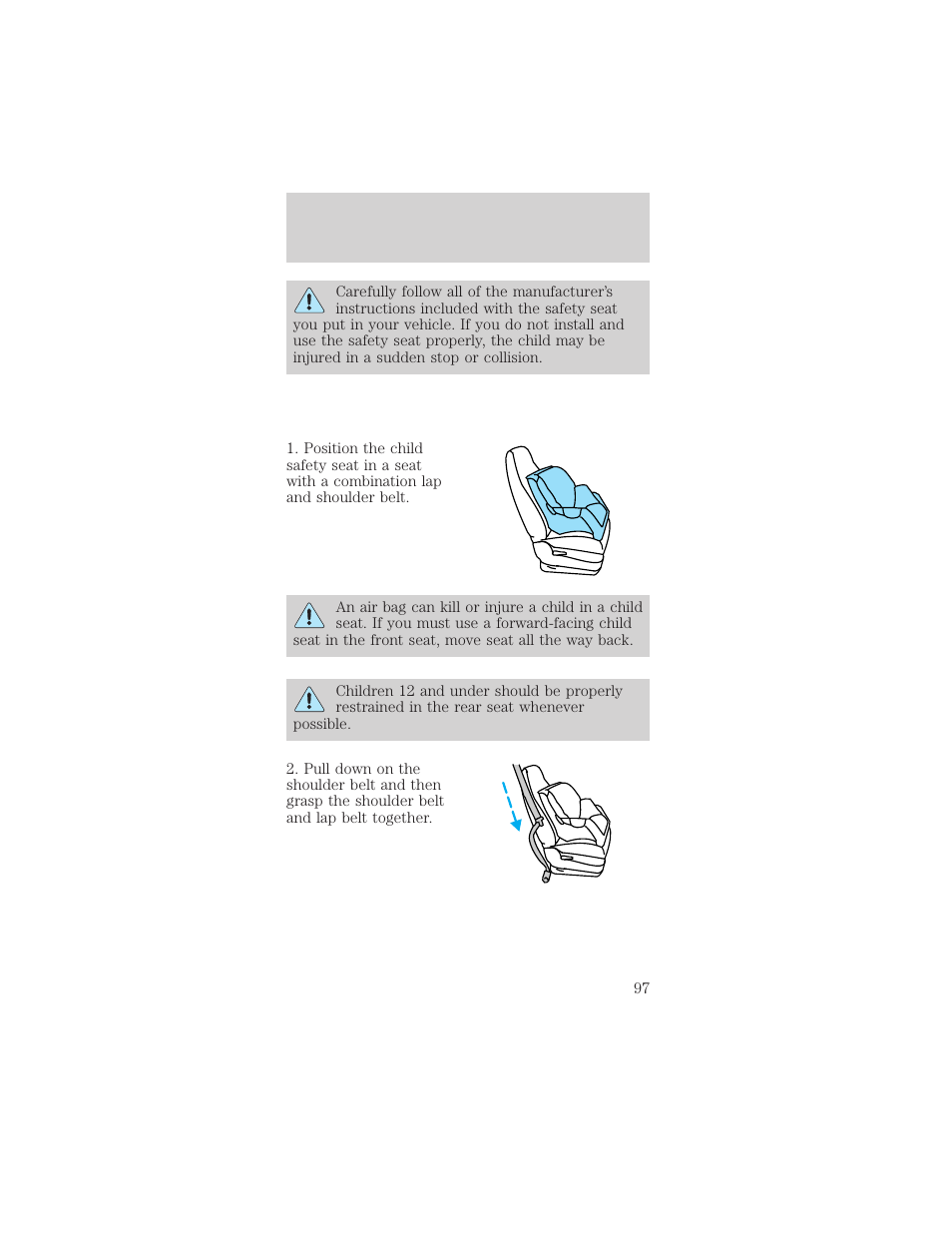 Seating and safety restraints | FORD 1999 Taurus User Manual | Page 97 / 224