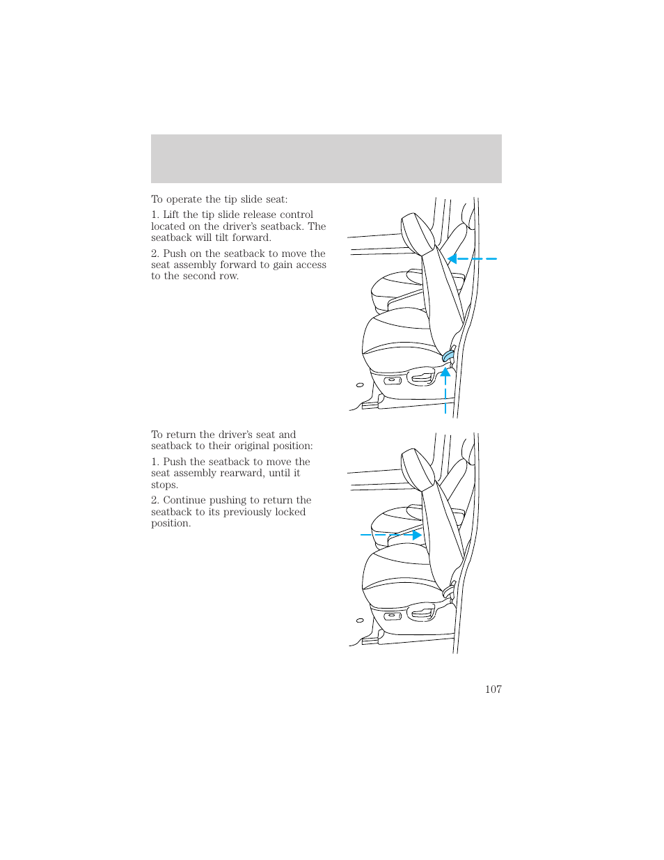 Seating and safety restraints | FORD 1999 Windstar User Manual | Page 107 / 248