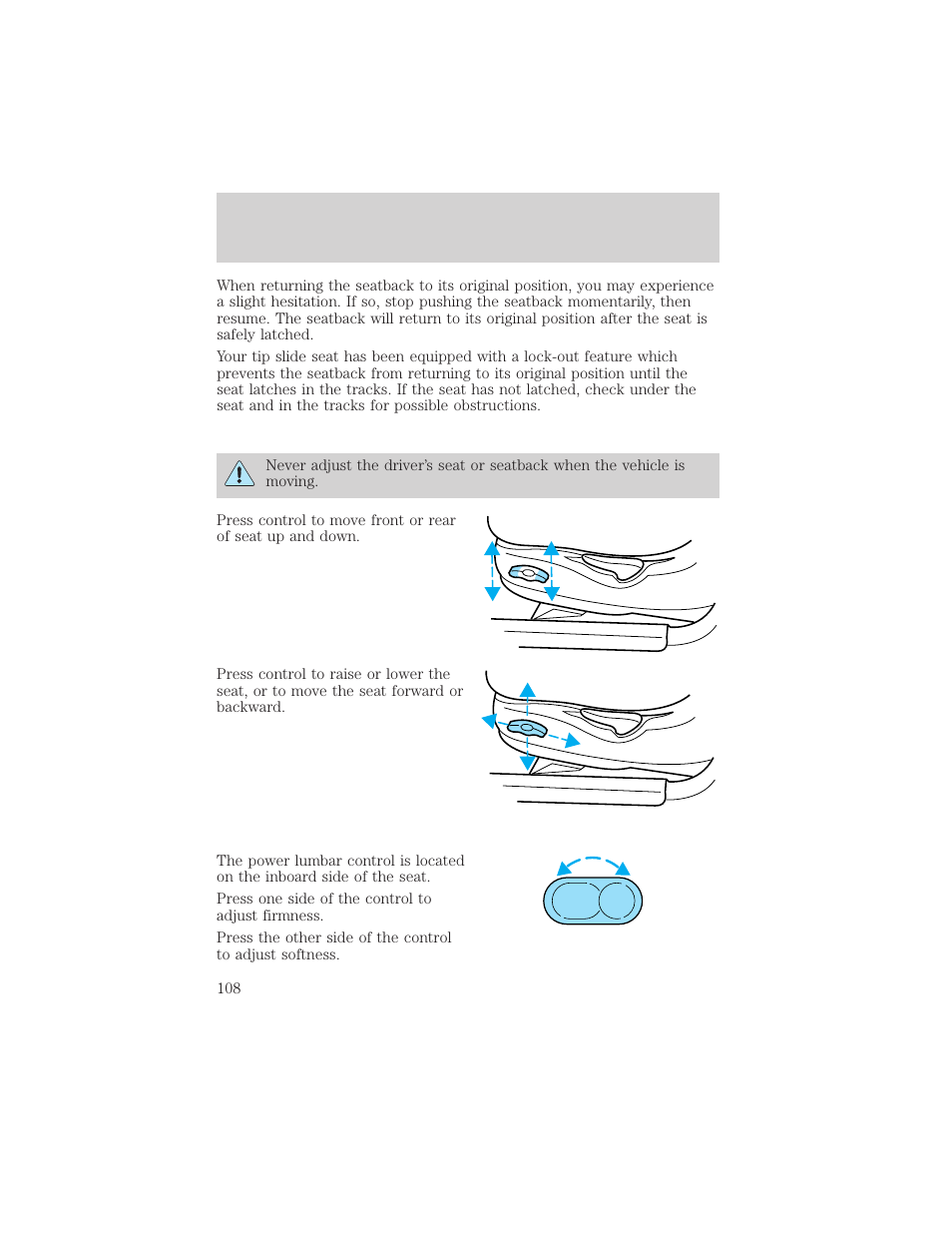 Seating and safety restraints | FORD 1999 Windstar User Manual | Page 108 / 248