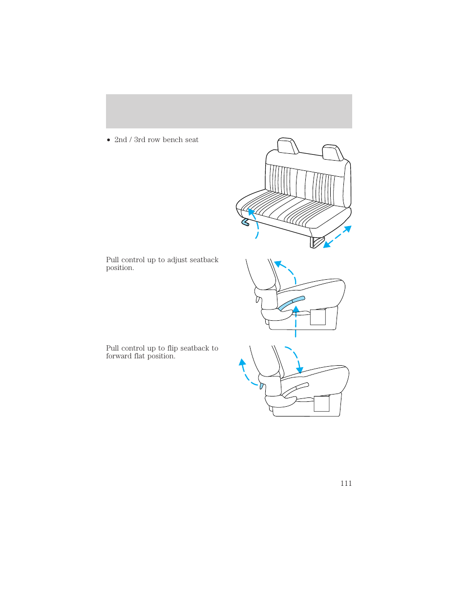 Seating and safety restraints | FORD 1999 Windstar User Manual | Page 111 / 248