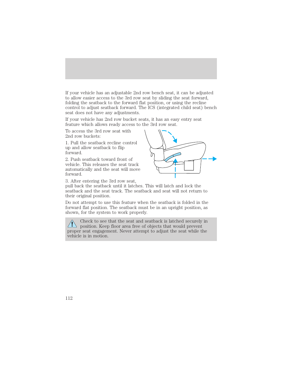 Seating and safety restraints | FORD 1999 Windstar User Manual | Page 112 / 248