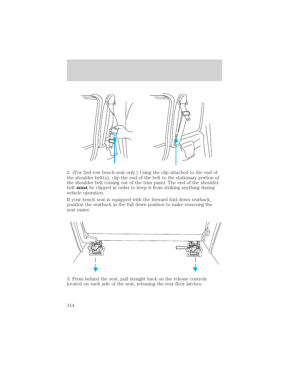 Seating and safety restraints | FORD 1999 Windstar User Manual | Page 114 / 248