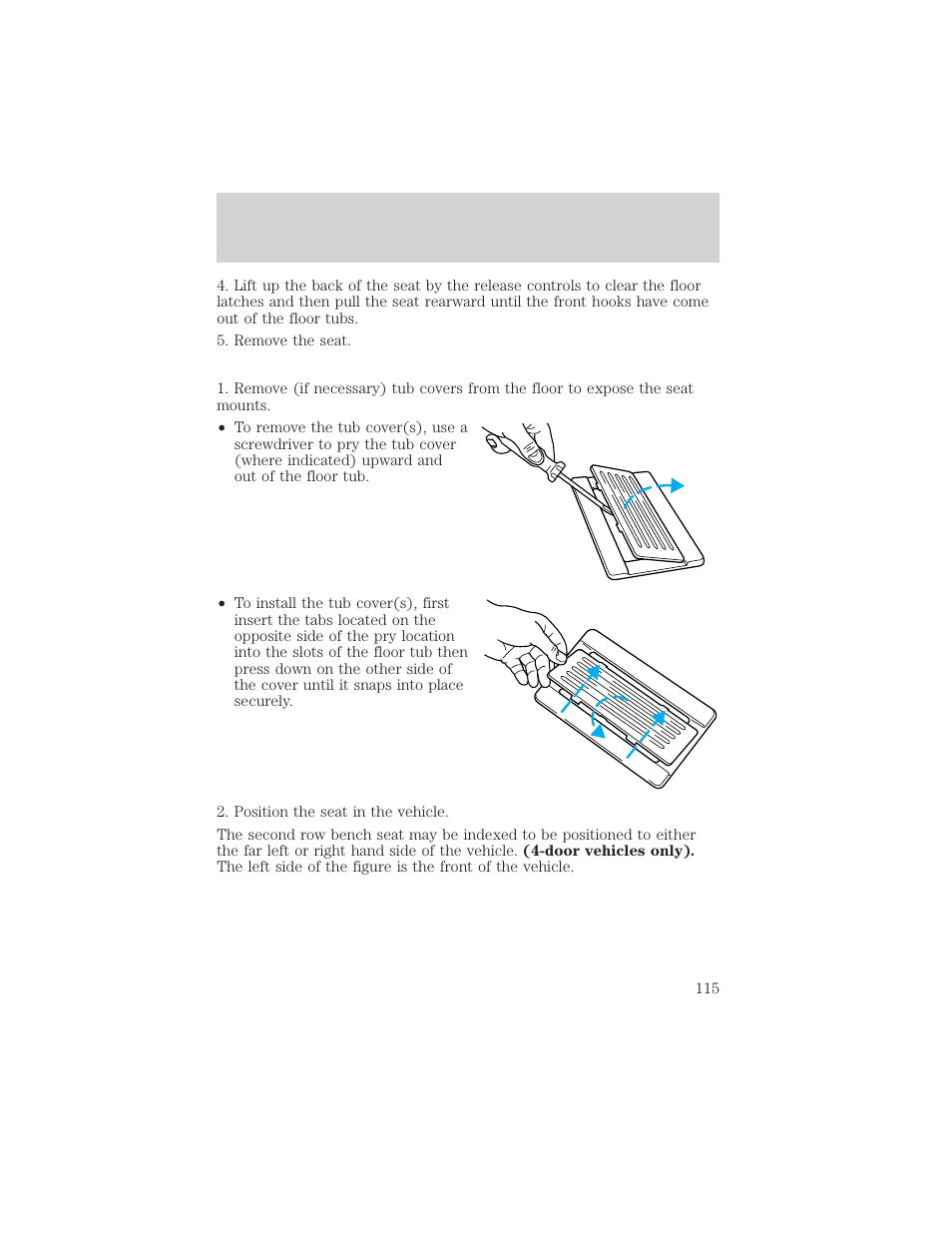 Seating and safety restraints | FORD 1999 Windstar User Manual | Page 115 / 248