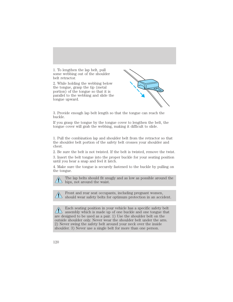 Seating and safety restraints | FORD 1999 Windstar User Manual | Page 120 / 248