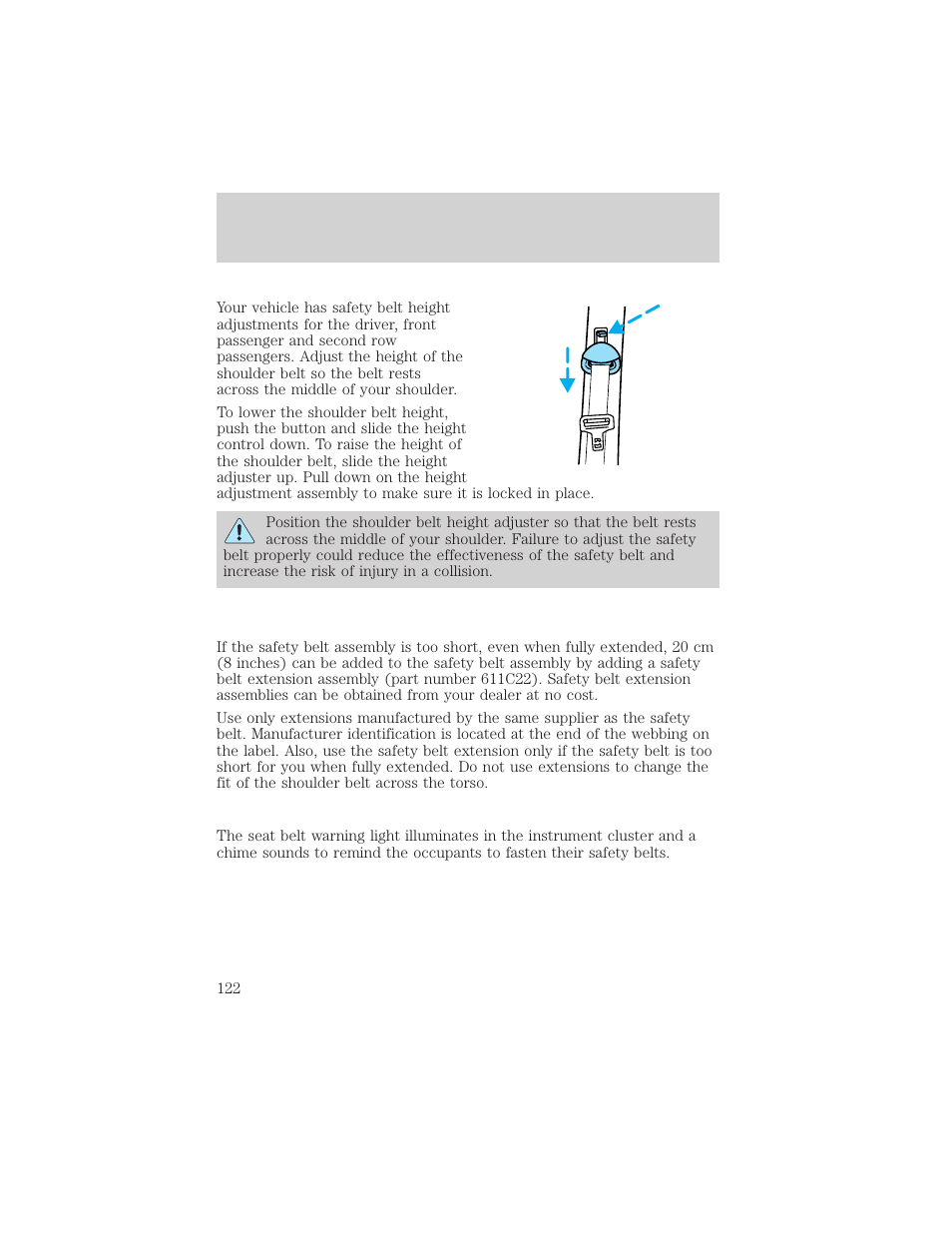 Seating and safety restraints | FORD 1999 Windstar User Manual | Page 122 / 248