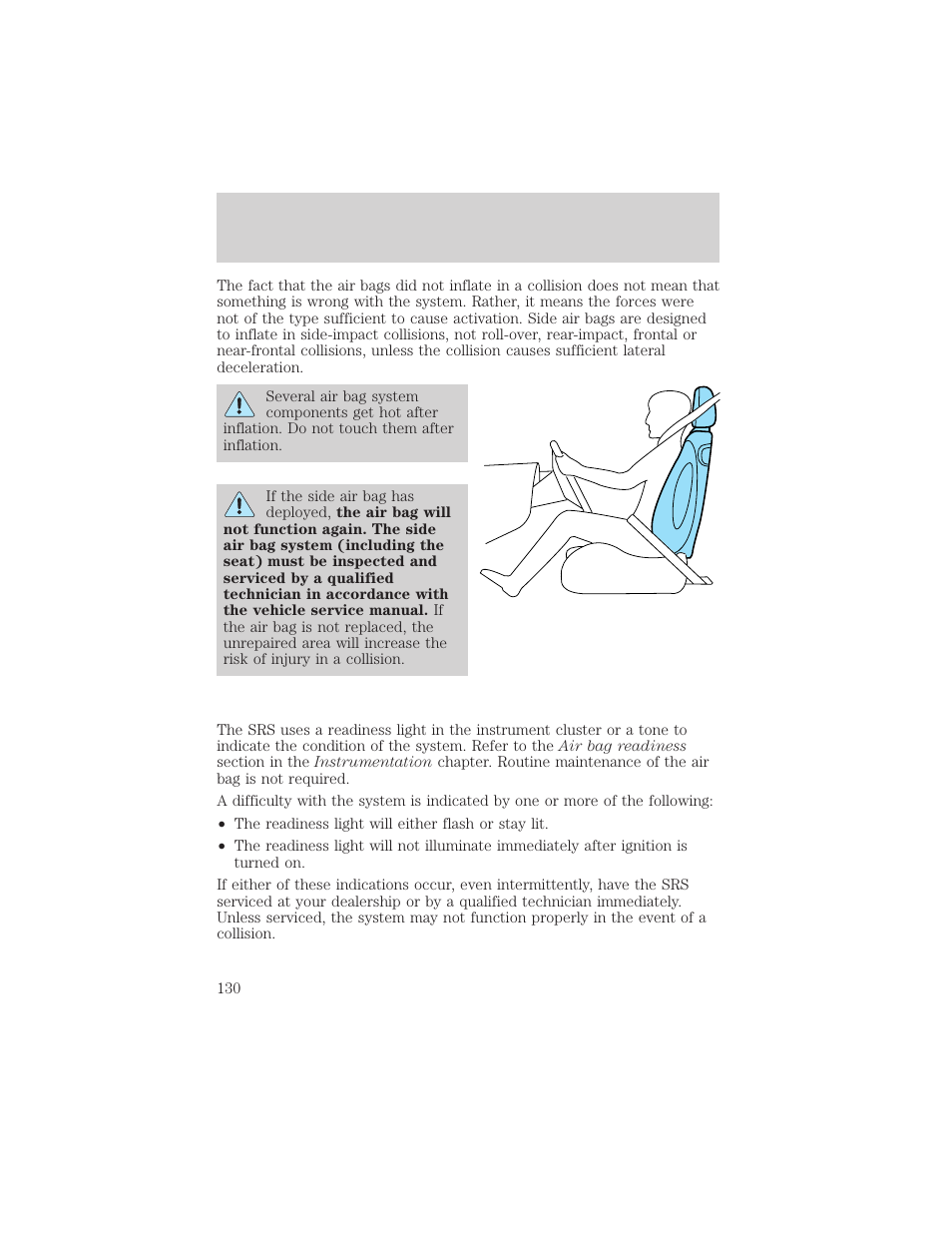 Seating and safety restraints | FORD 1999 Windstar User Manual | Page 130 / 248